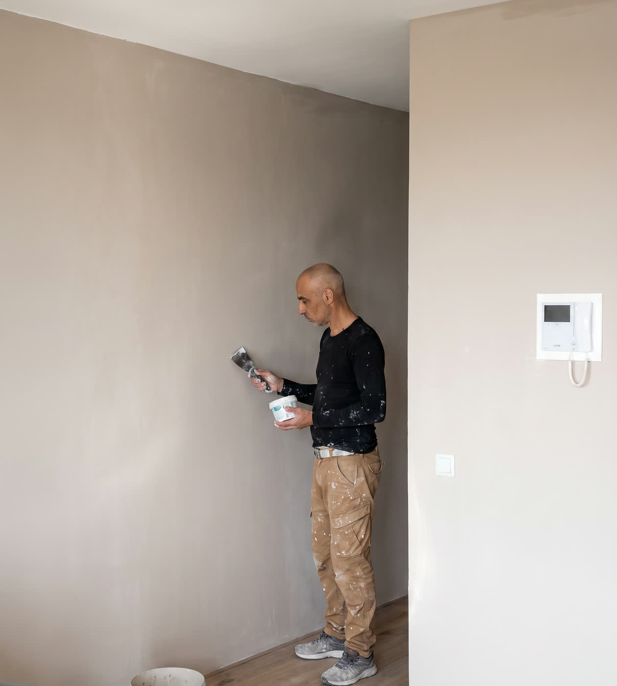 Vakman van MA Klussen & Onderhoud tijdens een schilderklus in een appartement